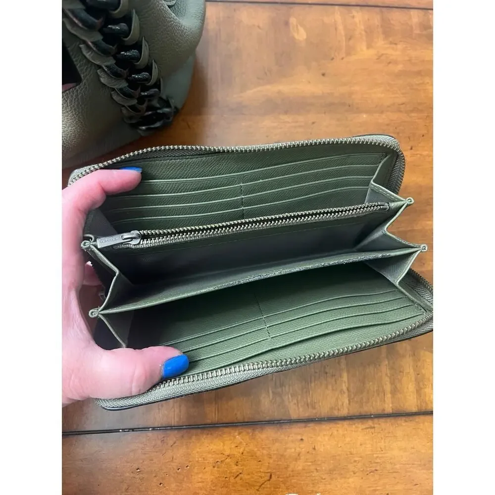 Coach Pebbled Leather Accordion Zip Wallet